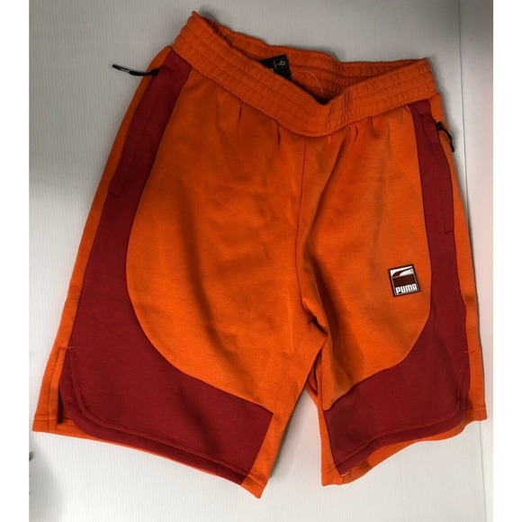 PUMA M Men's Dime Shorts Tigerlily American Beauty sz Medium Cotton NEW NWT - Picture 2 of 5